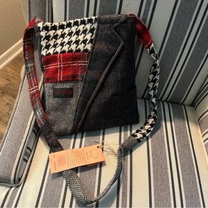 Plaid and Houndstooth Patchwork Shoulder Bag